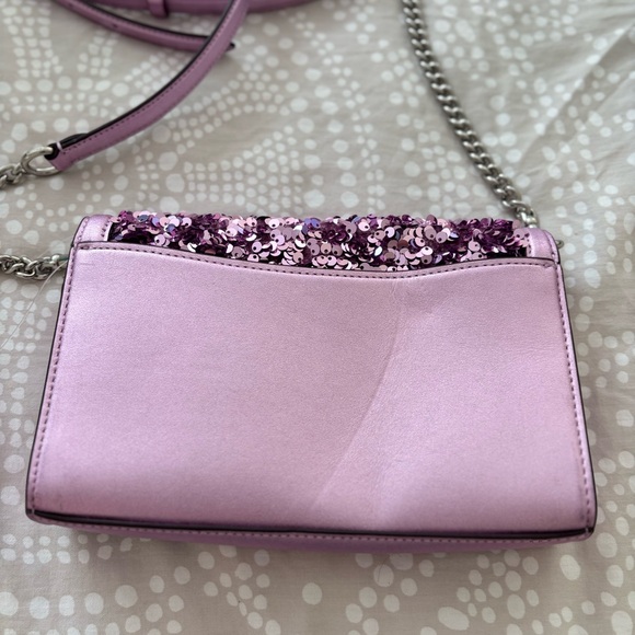 Coach sequined purple/lilac Flap Clutch Crossbody. NWT - Picture 13 of 14